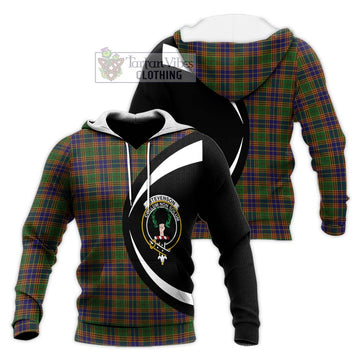 Stevenson Tartan Knitted Hoodie with Family Crest Circle Style