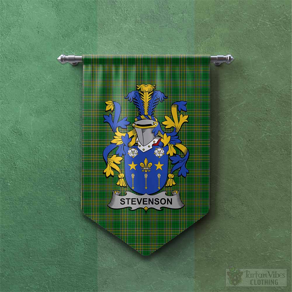 Stevenson Irish Clan Tartan Gonfalon, Tartan Banner with Coat of Arms Chevron - Tartan Vibes Clothing