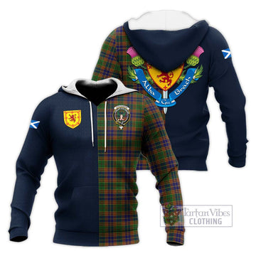 Stevenson Tartan Knitted Hoodie Alba with Scottish Lion Royal Arm Half Style