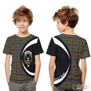 Stevenson Tartan Kid T-Shirt with Family Crest Circle Style