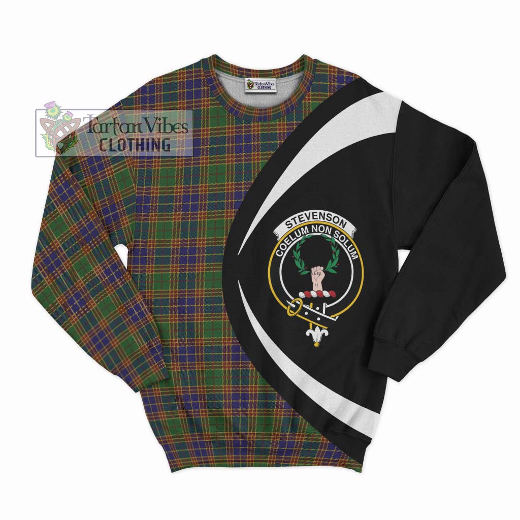 Stevenson Tartan Sweatshirt with Family Crest Circle Style Unisex - Tartan Vibes Clothing