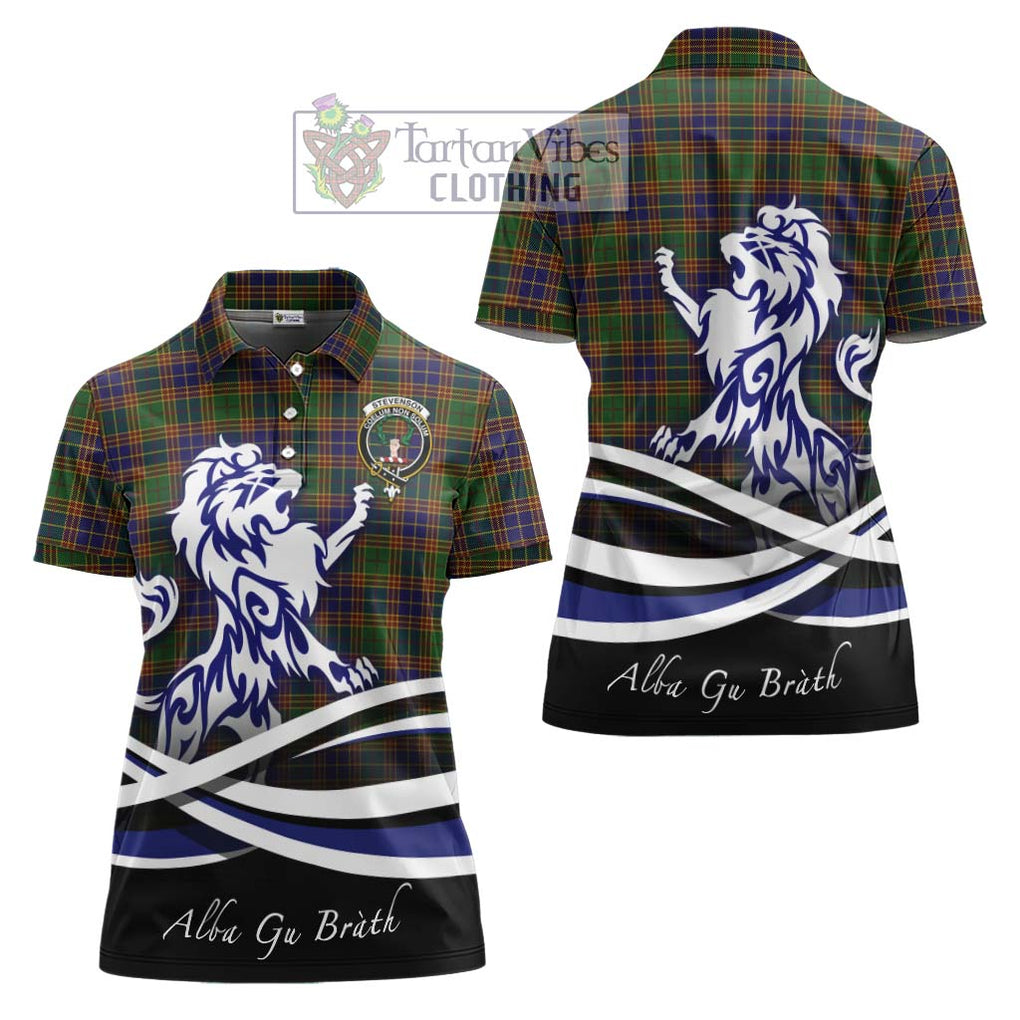 Stevenson Tartan Women's Polo Shirt with Alba Gu Brath Regal Lion Emblem Women - Tartanvibesclothing Shop