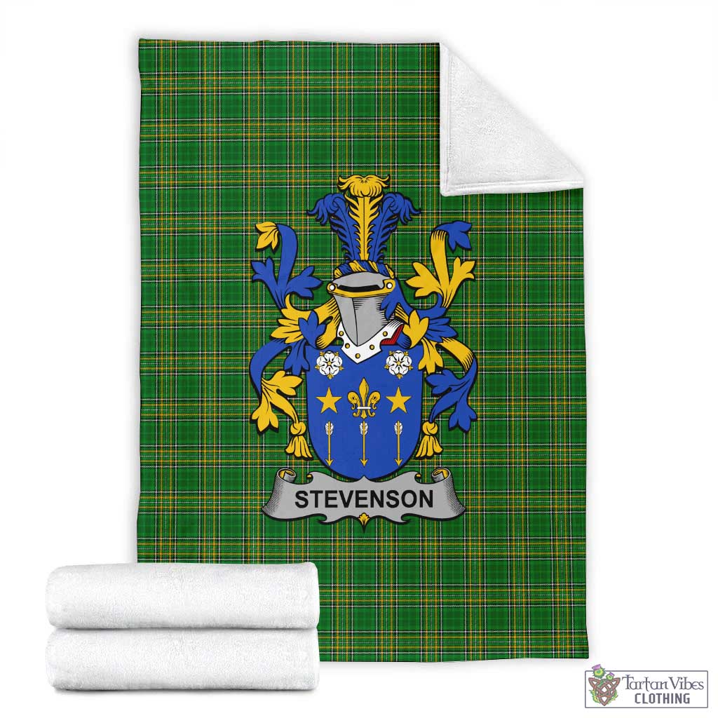 Tartan Vibes Clothing Stevenson Irish Clan Tartan Blanket with Coat of Arms