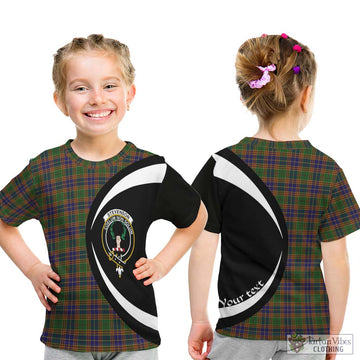 Stevenson Tartan Kid T-Shirt with Family Crest Circle Style