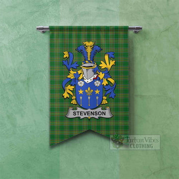 Stevenson Irish Clan Tartan Gonfalon, Tartan Banner with Coat of Arms Fishtail - Tartan Vibes Clothing