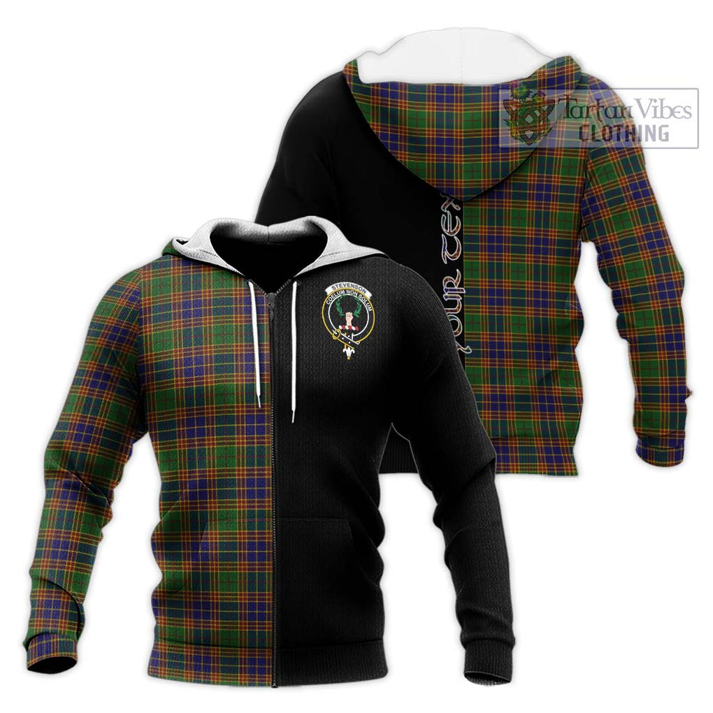 Stevenson Tartan Knitted Hoodie with Family Crest and Half Of Me Style Unisex Knitted Zip Hoodie - Tartanvibesclothing Shop