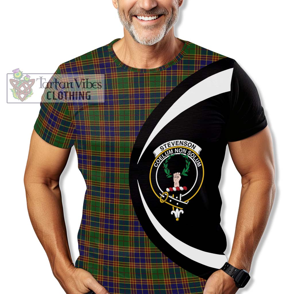 Tartan Vibes Clothing Stevenson Tartan T-Shirt with Family Crest Circle Style