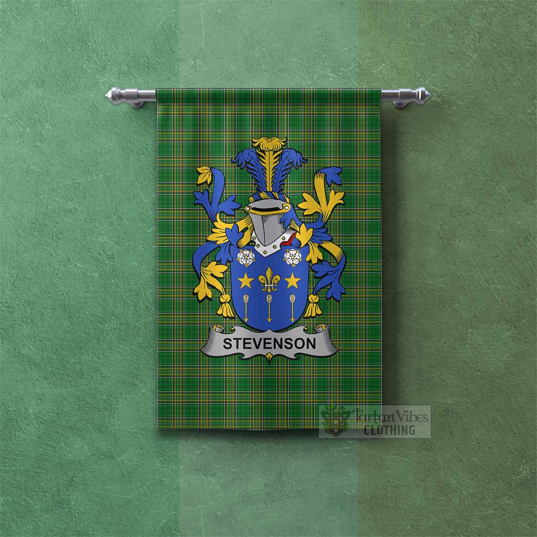 Stevenson Irish Clan Tartan Gonfalon, Tartan Banner with Coat of Arms Rectangle - Tartan Vibes Clothing