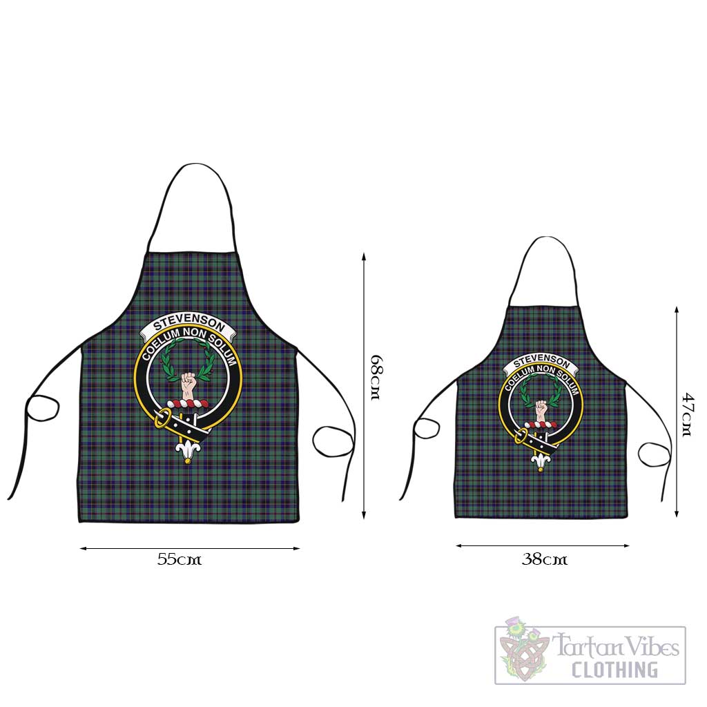 Stevenson Tartan Apron with Family Crest Black L 55x68 cm - Tartan Vibes Clothing