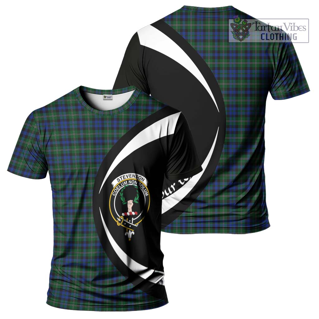 Tartan Vibes Clothing Stevenson Hunting Tartan T-Shirt with Family Crest Circle Style