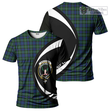 Stevenson Hunting Tartan T-Shirt with Family Crest Circle Style