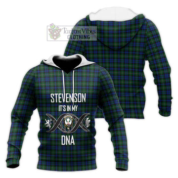 Stevenson Hunting Tartan Knitted Hoodie with Family Crest DNA In Me Style