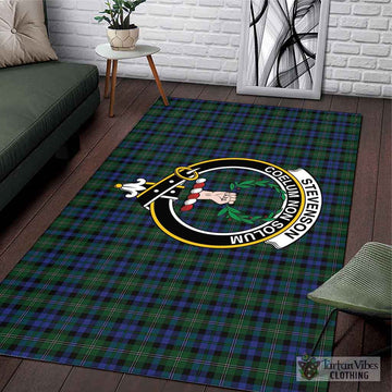 Stevenson Hunting Tartan Area Rug with Family Crest