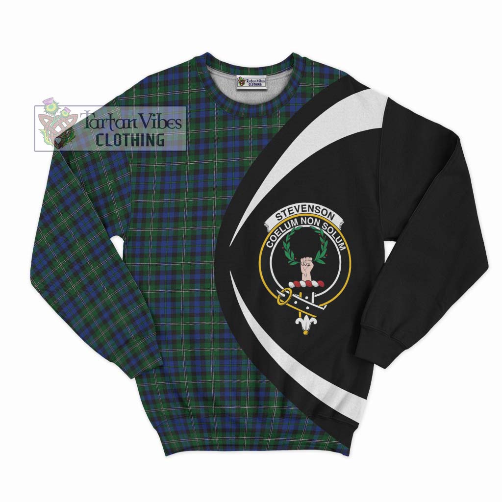 Stevenson Hunting Tartan Sweatshirt with Family Crest Circle Style Unisex - Tartan Vibes Clothing