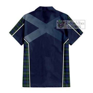 Stevenson Hunting Tartan Short Sleeve Button Shirt with Family Crest and Lion Rampant Vibes Sport Style