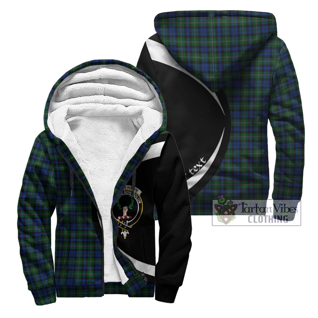 Stevenson Hunting Tartan Sherpa Hoodie with Family Crest Circle Style Unisex - Tartan Vibes Clothing