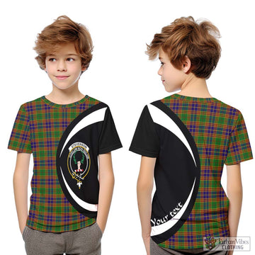 Stevenson Old Tartan Kid T-Shirt with Family Crest Circle Style