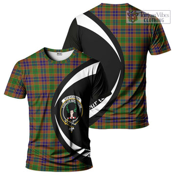 Stevenson Old Tartan T-Shirt with Family Crest Circle Style