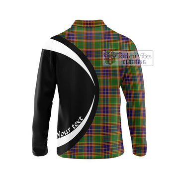 Stevenson Old Tartan Long Sleeve Polo Shirt with Family Crest Circle Style