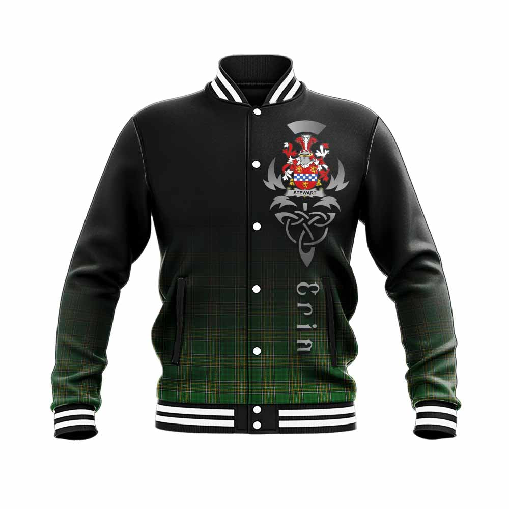 Stewart Irish Clan Baseball Jacket with Coat of Arms Erin Go Bragh Celtic Inspired Unisex - Tartan Vibes Clothing