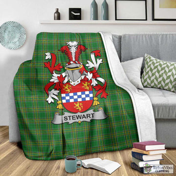 Stewart Irish Clan Tartan Blanket with Coat of Arms