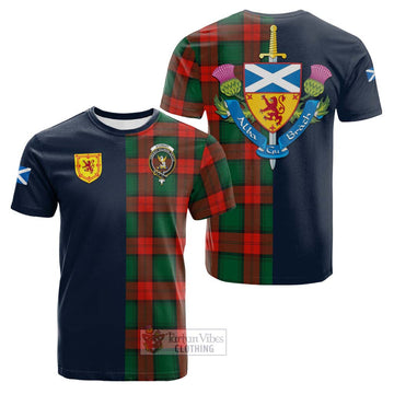 Stewart Atholl Modern Tartan Cotton T-shirt Alba with Scottish Lion Royal Arm Half Style