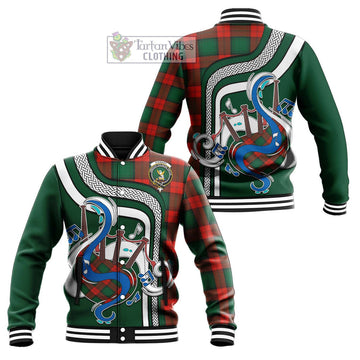 Stewart Atholl Modern Tartan Baseball Jacket with Epic Bagpipe Style