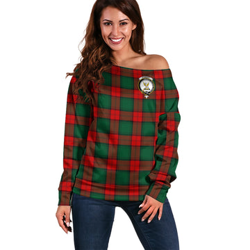 Stewart Atholl Modern Tartan Off Shoulder Women Sweater with Family Crest