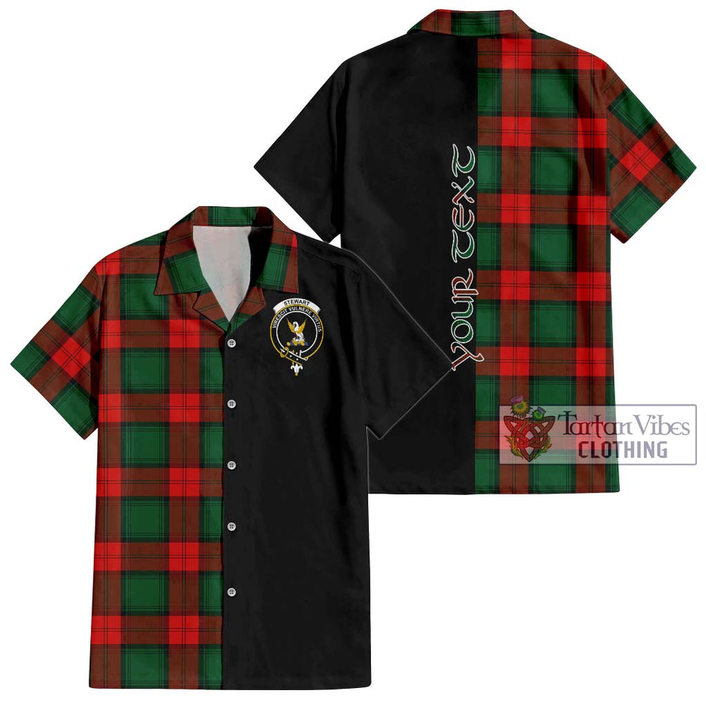 Stewart Atholl Modern Tartan Short Sleeve Button Shirt with Family Crest and Half Of Me Style Kid - Tartanvibesclothing Shop