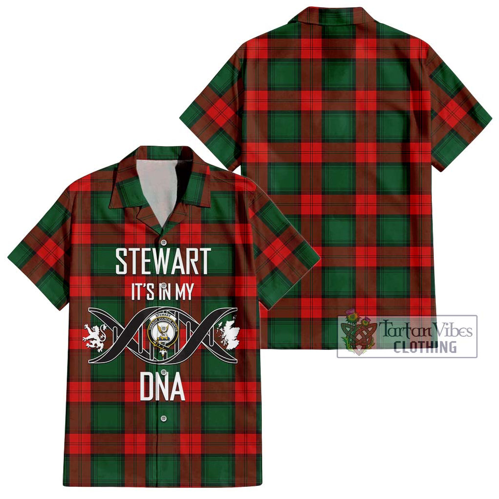 Stewart Atholl Modern Tartan Short Sleeve Button Shirt with Family Crest DNA In Me Style Kid - Tartanvibesclothing Shop