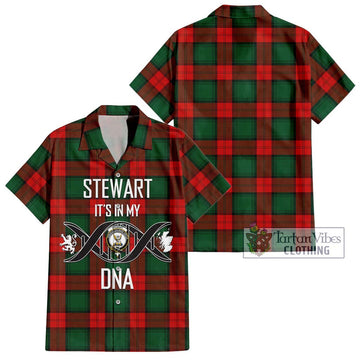 Stewart Atholl Modern Tartan Short Sleeve Button Shirt with Family Crest DNA In Me Style