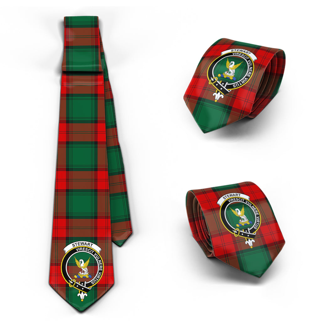 Stewart Atholl Modern Tartan Classic Necktie with Family Crest Necktie One Size - Tartan Vibes Clothing