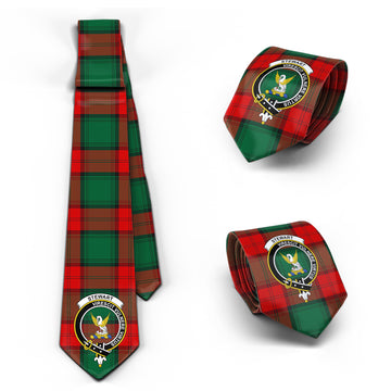 Stewart Atholl Modern Tartan Classic Necktie with Family Crest