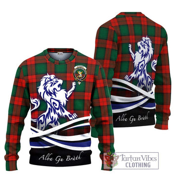 Stewart Atholl Modern Tartan Ugly Sweater with Alba Gu Brath Regal Lion Emblem