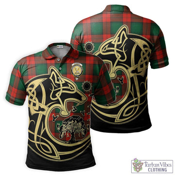 Stewart Atholl Modern Tartan Polo Shirt with Family Crest Celtic Wolf Style