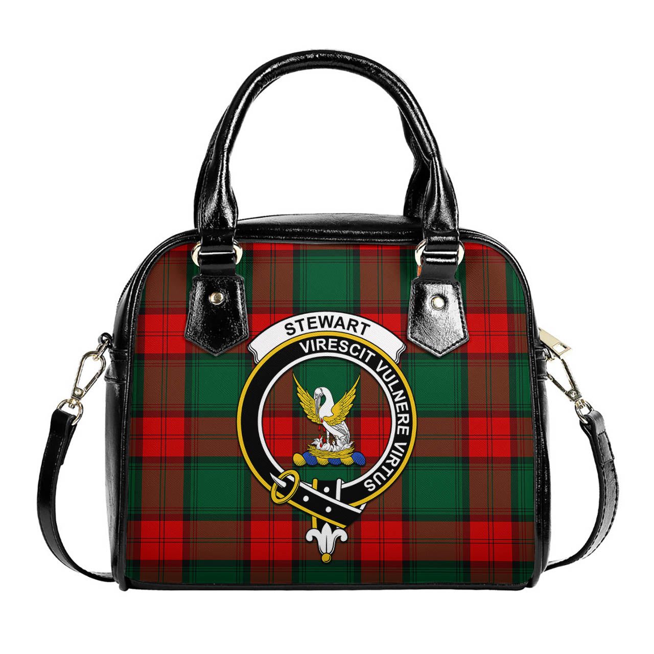 Stewart Atholl Modern Tartan Shoulder Handbags with Family Crest One Size 6*25*22 cm - Tartanvibesclothing