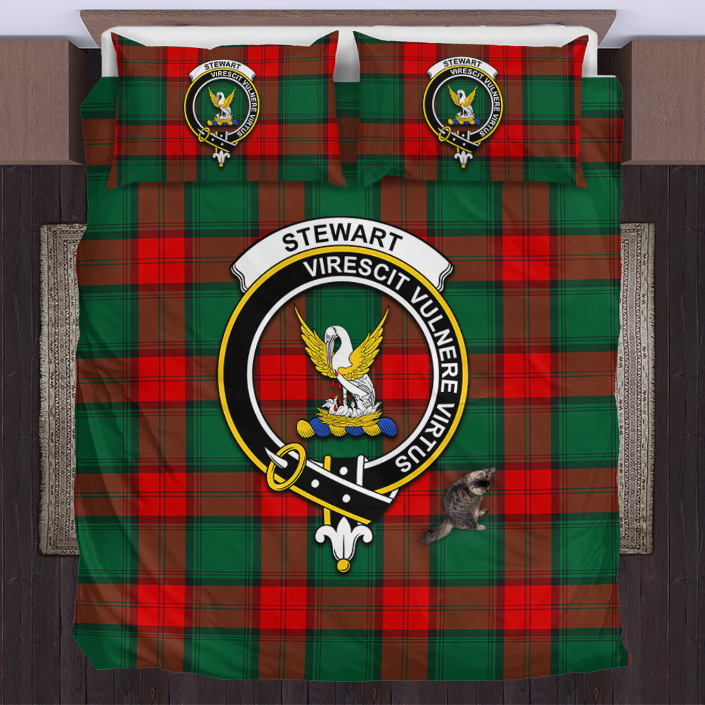 Stewart Atholl Modern Tartan Bedding Set with Family Crest US Bedding Set - Tartan Vibes Clothing