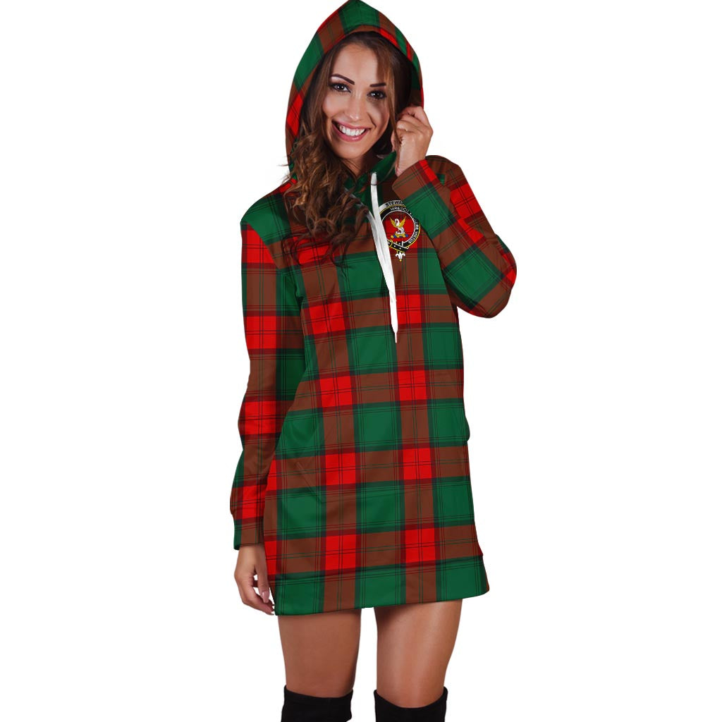 Stewart Atholl Modern Tartan Hoodie Dress with Family Crest - Tartan Vibes Clothing