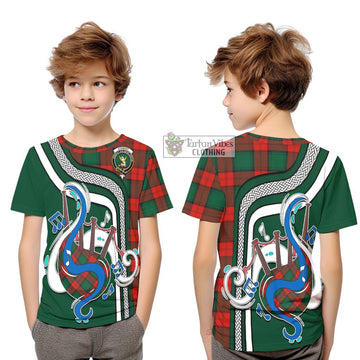 Stewart Atholl Modern Tartan Kid T-Shirt with Epic Bagpipe Style