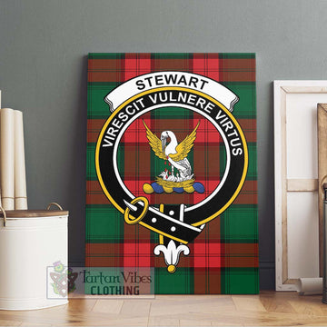 Stewart Atholl Modern Tartan Canvas Print Wall Art with Family Crest