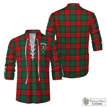 Stewart Atholl Modern Tartan Men's Scottish Traditional Jacobite Ghillie Kilt Shirt with Family Crest