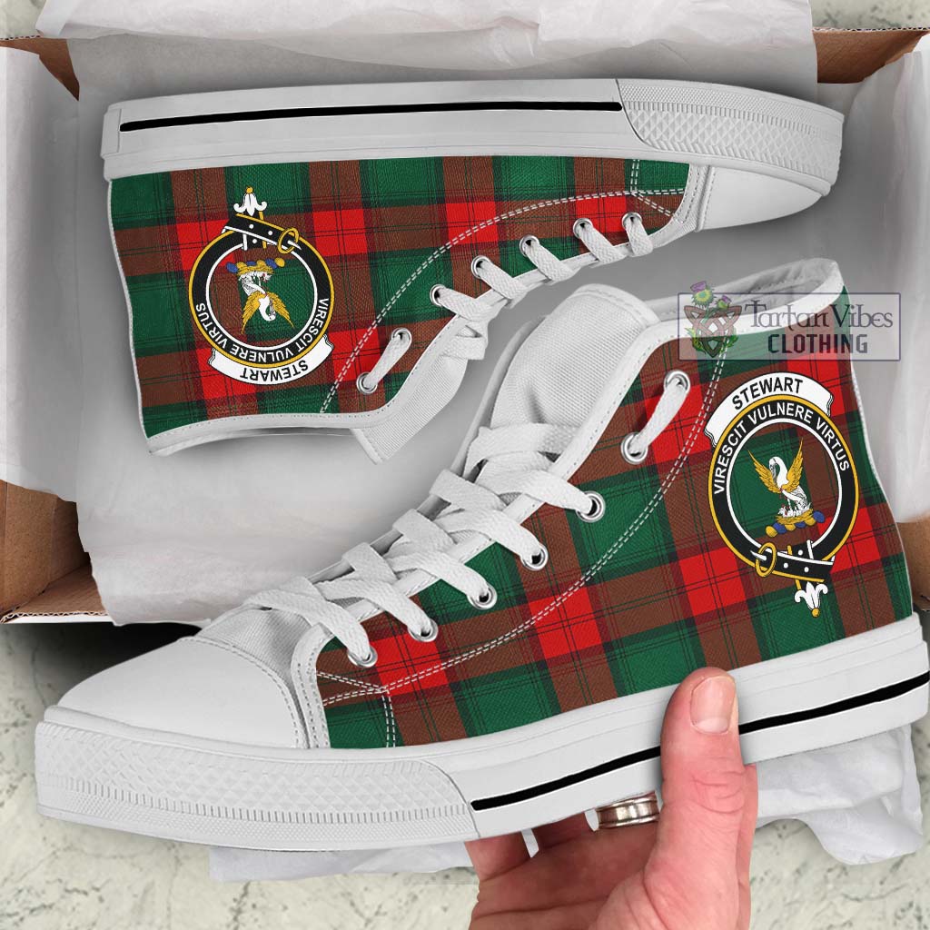 Tartan Vibes Clothing Stewart Atholl Modern Tartan High Top Shoes with Family Crest