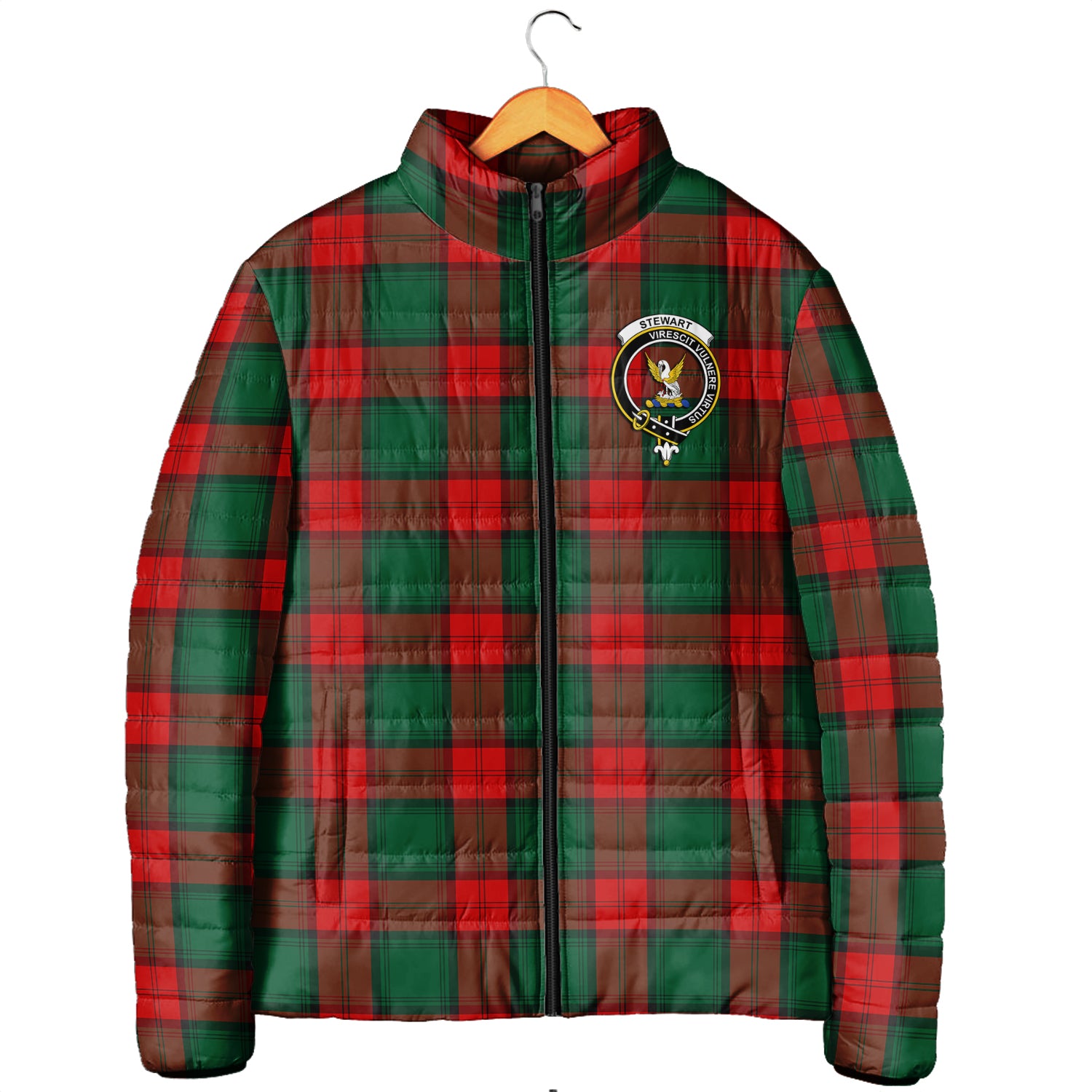 Stewart Atholl Modern Tartan Padded Jacket with Family Crest Men's Padded Jacket - Tartan Vibes Clothing