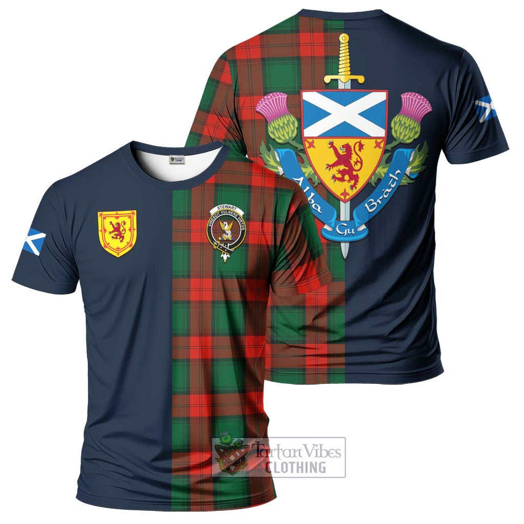 Tartan Vibes Clothing Stewart Atholl Modern Tartan T-Shirt Alba with Scottish Lion Royal Arm Half Style