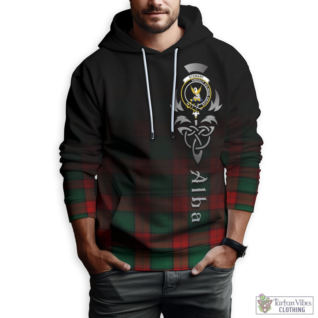 Tartan Vibes Clothing Stewart Atholl Modern Tartan Hoodie Featuring Alba Gu Brath Family Crest Celtic Inspired