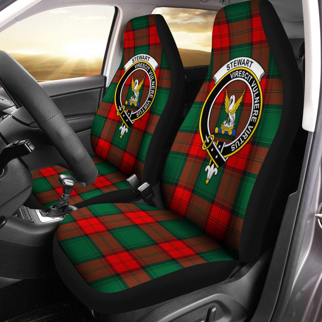 Stewart Atholl Modern Tartan Car Seat Cover with Family Crest One Size - Tartanvibesclothing