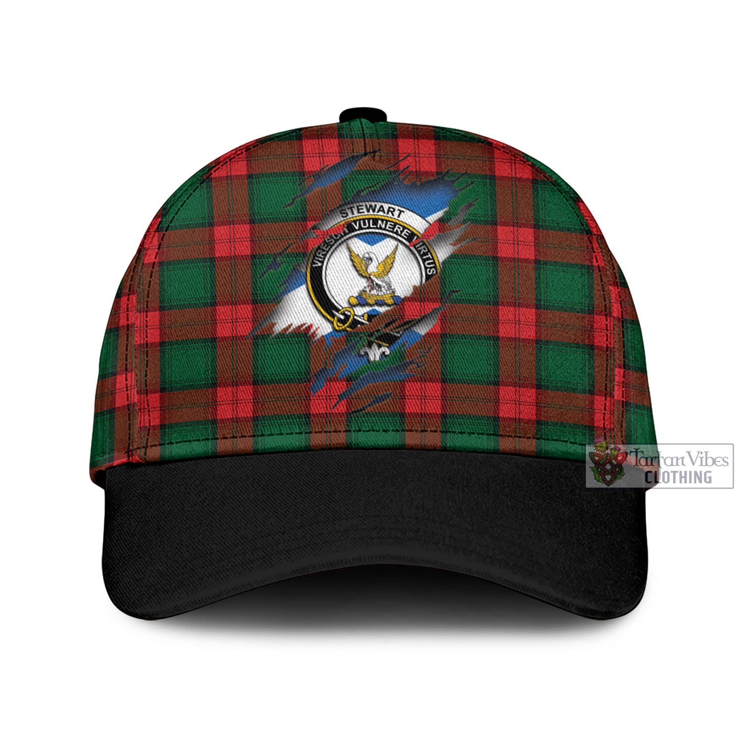 Tartan Vibes Clothing Stewart Atholl Modern Tartan Classic Cap with Family Crest In Me Style