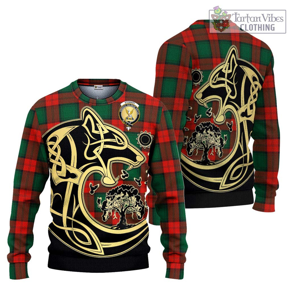 Stewart Atholl Modern Tartan Knitted Sweater with Family Crest Celtic Wolf Style Unisex - Tartan Vibes Clothing