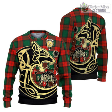 Stewart Atholl Modern Tartan Ugly Sweater with Family Crest Celtic Wolf Style