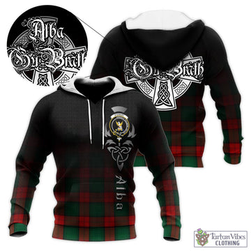 Stewart Atholl Modern Tartan Knitted Hoodie Featuring Alba Gu Brath Family Crest Celtic Inspired